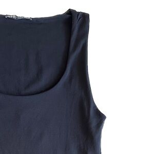 Zara Minimalist Black Shelf Bra Fitted Top Sleeveless Boat Neck Size Medium